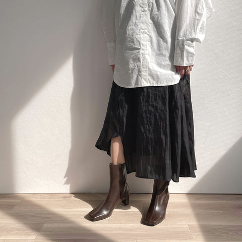 ラストワン60%OFF:ワイドスクエアトゥ ショートブーツ(5400)Dブラウン/mamian(マミアン)