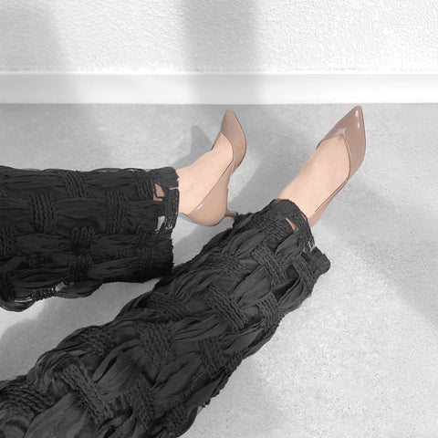 ラストワン30%OFF:2025SS:Vカットデザインパンプス(5716)ベージュE/mamian(マミアン)