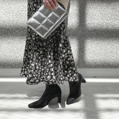 50%OFF:スクエアトゥ ストレッチブーツ(7357)ブラック/mamian(マミアン)