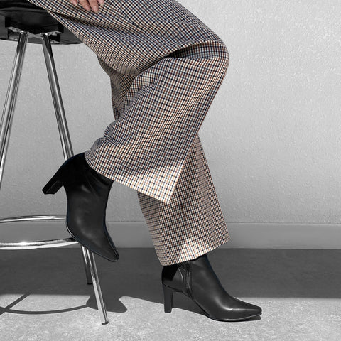 50%OFF:スクエアトゥ ストレッチブーツ(7357)ブラック/mamian(マミアン)