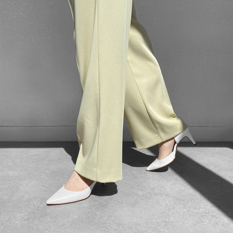 ラストワン10%OFF:2025SSBI:ポインテッドトゥ サイドカット パンプス(7674)ホワイト/mamian(マミアン)