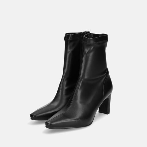 50%OFF:スクエアトゥ ストレッチブーツ(7357)ブラック/mamian(マミアン)