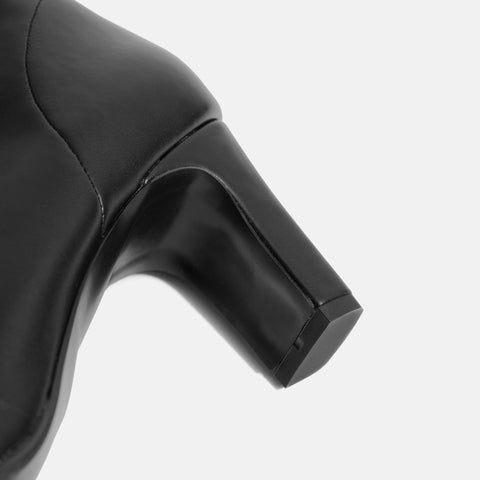 50%OFF:スクエアトゥ ストレッチブーツ(7357)ブラック/mamian(マミアン)