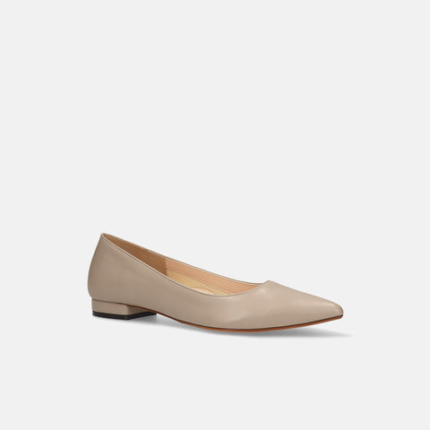 2025AW:iCoN COLORS:ポインテッドトゥ スムース フラットシューズ(C20143)グレージュ/mamian(マミアン)