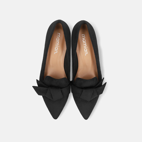 ラストワン15%OFF:リボン&オペラデザイン フラットシューズ(m17024)ブラックS/mamian(マミアン)