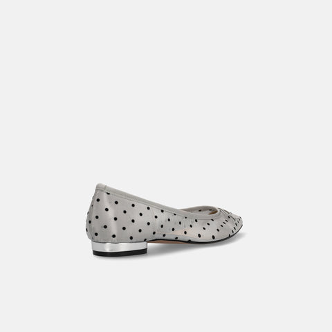 ラストワン30%OFF:2025SS:ドットチュール バレエシューズ(m17037)シルバーTU/mamian(マミアン)