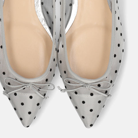 ラストワン30%OFF:2025SS:ドットチュール バレエシューズ(m17037)シルバーTU/mamian(マミアン)