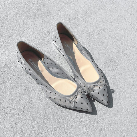 ラストワン30%OFF:2025SS:ドットチュール バレエシューズ(m17037)シルバーTU/mamian(マミアン)