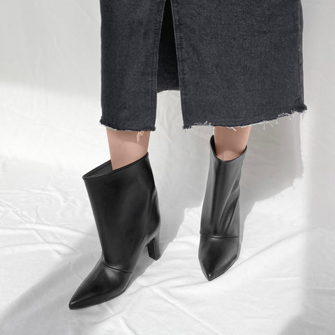 ラストワン50%OFF:ワイドシャフト ショートブーツ(m81009)ブラック/mamian(マミアン)