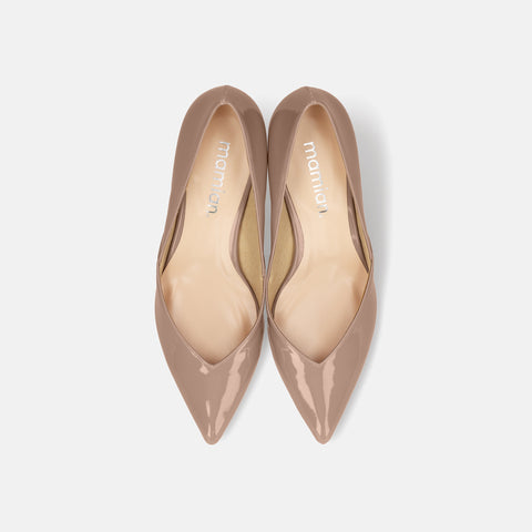 ラストワン30%OFF:2025SS:Vカットデザインパンプス(5716)ベージュE/mamian(マミアン)