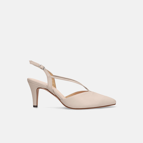 ラストワン15%OFF:クロス&バックストラップ パンプス(7240)グレージュ/mamian(マミアン)