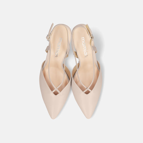 ラストワン15%OFF:クロス&バックストラップ パンプス(7240)グレージュ/mamian(マミアン)