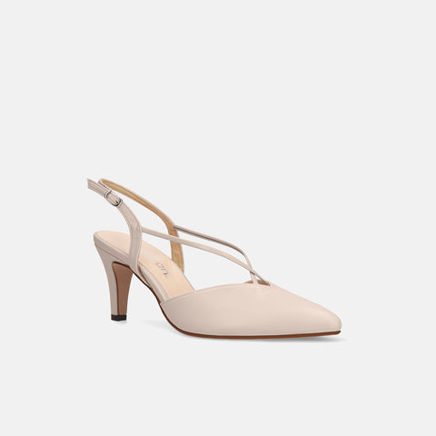 ラストワン15%OFF:クロス&バックストラップ パンプス(7240)グレージュ/mamian(マミアン)