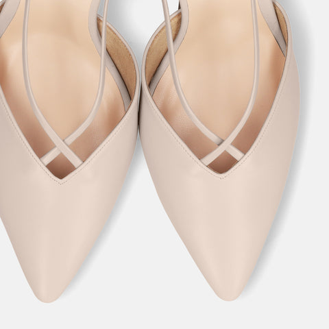 ラストワン15%OFF:クロス&バックストラップ パンプス(7240)グレージュ/mamian(マミアン)