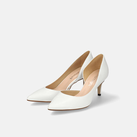ラストワン10%OFF:2025SSBI:ポインテッドトゥ サイドカット パンプス(7674)ホワイト/mamian(マミアン)