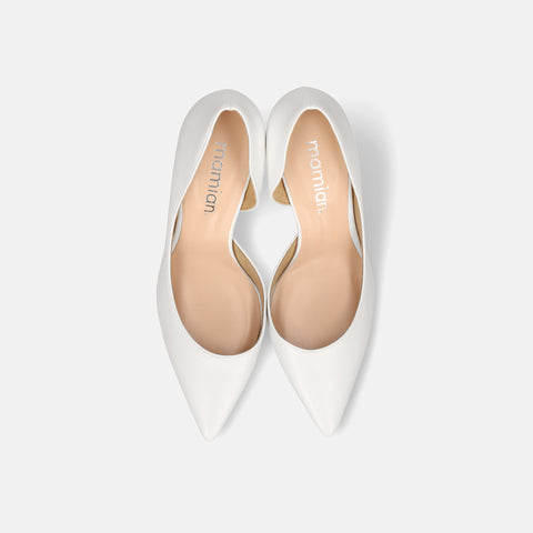 ラストワン10%OFF:2025SSBI:ポインテッドトゥ サイドカット パンプス(7674)ホワイト/mamian(マミアン)