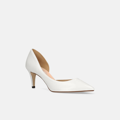 ラストワン10%OFF:2025SSBI:ポインテッドトゥ サイドカット パンプス(7674)ホワイト/mamian(マミアン)