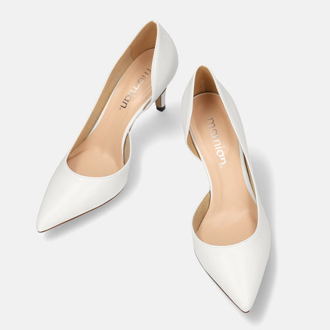 ラストワン10%OFF:2025SSBI:ポインテッドトゥ サイドカット パンプス(7674)ホワイト/mamian(マミアン)