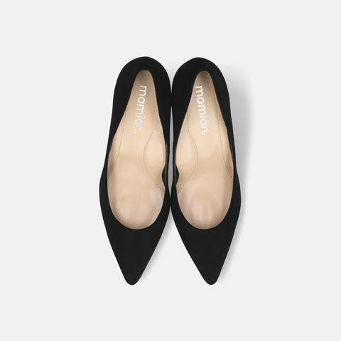 予約:2025AW:iCoN COLORS:ポインテッドトゥ スエード パンプス(C76532)ブラックS/mamian(マミアン)