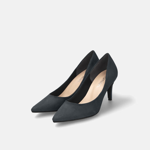 予約:2025AW:ポインテッドトゥ スエードパンプス(S7610)ネイビーグレーS/mamian(マミアン)