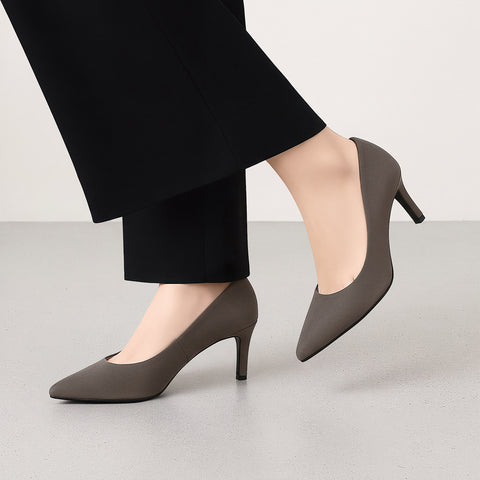 予約:2025AW:ポインテッドトゥ スエードパンプス(S7610)トープグレージュS/mamian(マミアン)