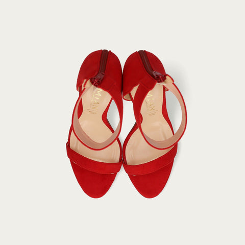 限定特価990円:アンクル ストラップ サンダル(H3572SS1-ag)レッドS/mamian(マミアン)