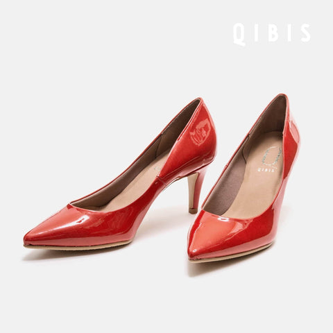 40%OFF:QIBIS ONE:7cmヒール ポインテッドトゥ パンプス(QM7003)レッド/QIBIS(マミアン)