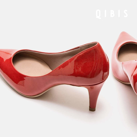 40%OFF:QIBIS ONE:7cmヒール ポインテッドトゥ パンプス(QM7003)レッド/QIBIS(マミアン)