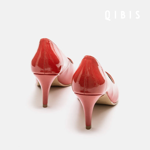 40%OFF:QIBIS ONE:7cmヒール ポインテッドトゥ パンプス(QM7003)レッド/QIBIS(マミアン)