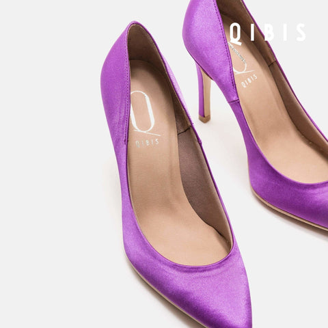 40%OFF:QIBIS ONE:9cmヒール ポインテッドトゥ パンプス(QM9004)パープル/QIBIS(マミアン)