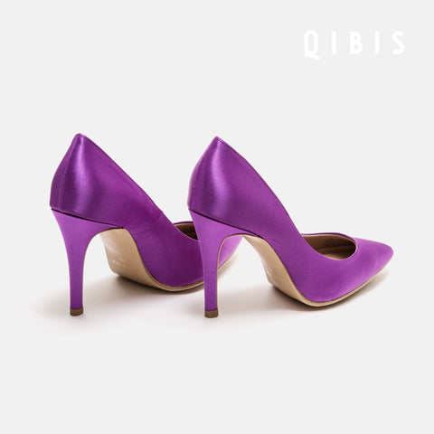 40%OFF:QIBIS ONE:9cmヒール ポインテッドトゥ パンプス(QM9004)パープル/QIBIS(マミアン)