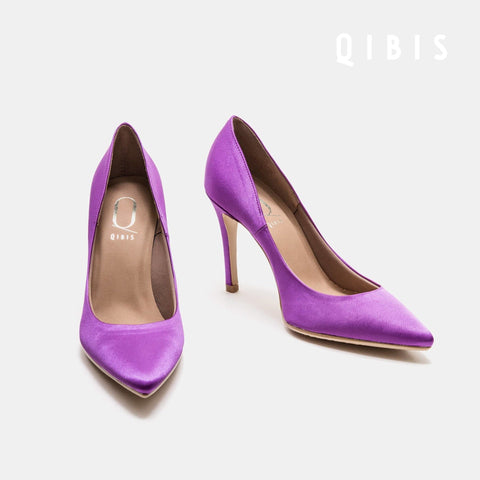 40%OFF:QIBIS ONE:9cmヒール ポインテッドトゥ パンプス(QM9004)パープル/QIBIS(マミアン)