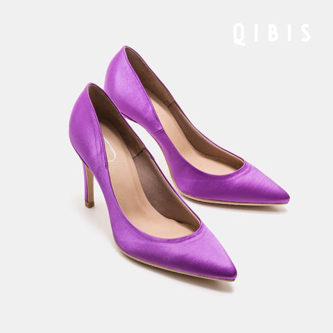 40%OFF:QIBIS ONE:9cmヒール ポインテッドトゥ パンプス(QM9004)パープル/QIBIS(マミアン)