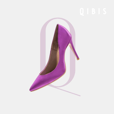 40%OFF:QIBIS ONE:9cmヒール ポインテッドトゥ パンプス(QM9004)パープル/QIBIS(マミアン)