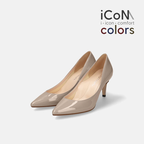 Basic Item SALE10%OFF：2024AW：iCoN COLORS：ポインテッドトゥ エナメル パンプス（C76531）グレージュE/mamian（マミアン）