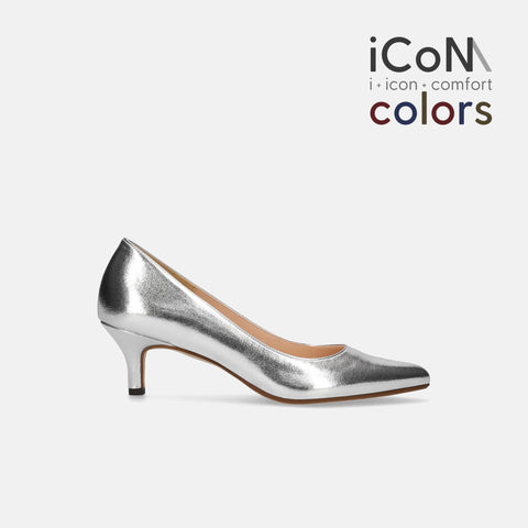 2024AW：iCoN COLORS：ポインテッドトゥ スムース パンプス（C57173）シルバー/mamian（マミアン）