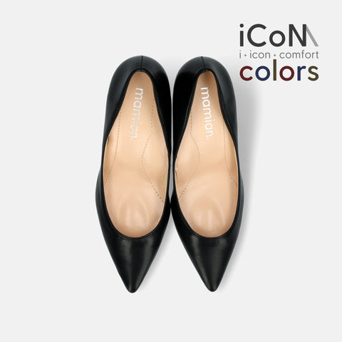 Basic Item SALE10%OFF：2024AW：iCoN COLORS：ポインテッドトゥ スムース パンプス（C76533）ブラック/mamian（マミアン）