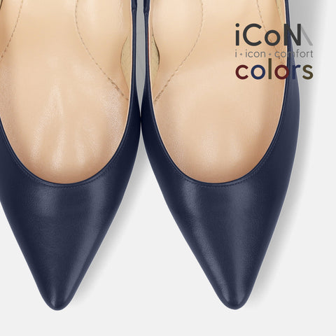 2024AW：iCoN COLORS：ポインテッドトゥ スムース パンプス（C76533）ネイビー/mamian（マミアン）