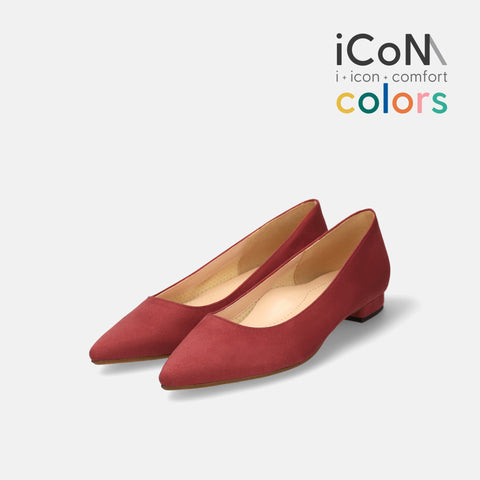 30%OFF：iCoN COLORS：ポインテッドトゥ スエード フラットシューズ（C20142）ボルドーS/mamian（マミアン）