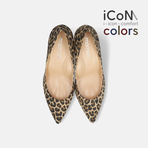 Basic Item SALE10%OFF：2024AW：iCoN COLORS：ポインテッドトゥ スエード パンプス（C76532）レオパードS/mamian（マミアン）