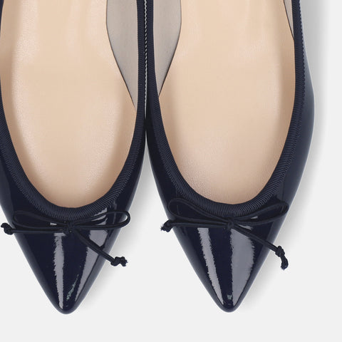 10% OFF: 2024SSBI: Pointed Toe Flat Ballet Shoes (1333) Navy E
