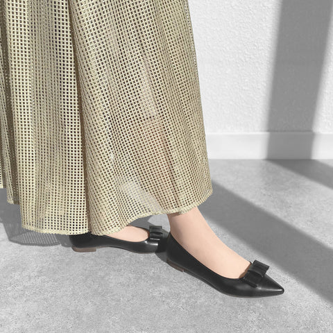 2025AW：リボン フラットシューズ（m17042）ブラック