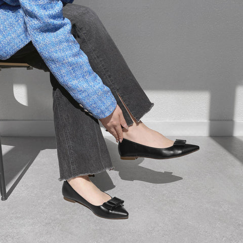 2025AW：リボン フラットシューズ（m17042）ブラック