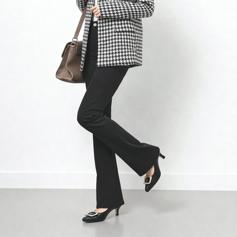 2025AW：ポインテッドトゥ バックル パンプス（m55224）ブラック