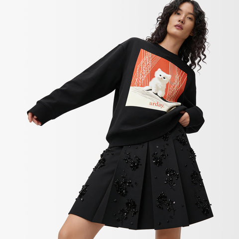 予約：urday【cat】アートワークスウェットシャツ（u-a-sw-0001-04）ブラック